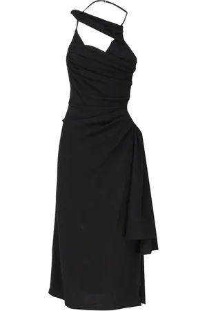 Jacquemus Kjole, Dame, Sort, M, Uld, Abanada Draped Asymmetric Dress