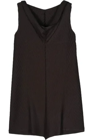 Issey Miyake Kjole, Dame, Sort, M, Polyester, Sort Plissé Mini Kjole