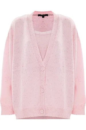 Kocca Strik, Dame, Lyserød, S, Uld, Blød Uldblanding Cardigan med Prikkede Detaljer
