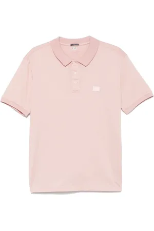 C.P. Company Top, Herre, Lyserød, L, Lyserød Polo Skjorte med Knappelukning