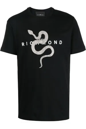 John Richmond Top, Herre, Sort, XS, Bomuld, Regular Logo Kontrast T-shirt
