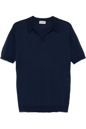 JOHN SMEDLEY Top, Herre, Blå, XL, Navy Polo Shirt Ribbed Cuffs