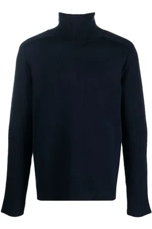 Jil Sander Strik, Herre, Blå, S, Uld, Uld Langærmet Sweater