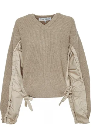 J.W.Anderson Strik, Dame, , M, Uld, V-udskæring Balloon Ærme Sweater
