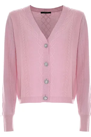 Kocca Strik, Dame, Lyserød, S, Uld, Uld Kabelstrikket Cardigan med Juvelknapper