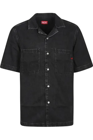 Diesel Skjorte, Herre, Sort, L, Kortærmet skjorte i Paroshort-stil