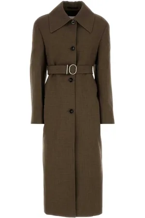 Jil Sander Frakke, Dame, Brun, S, Uld, Broderet Uldblanding Frakke