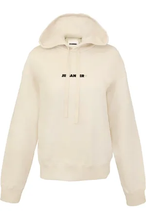 Jil Sander Sweathshirts & Hoodies, Dame, , XL, Bomuld, Tidløs Hvid Hættetrøje med Oversized Pasform