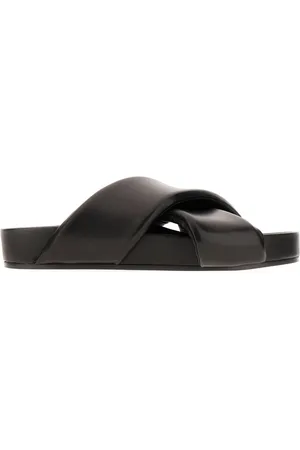 Jil Sander Sko, Herre, Sort, 43 EU, Læder, Sandaler med krydsrem og polstring