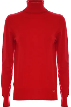 Kocca Strik, Dame, Rød, M, Uld, Tidløs Polo Neck Striktrøje