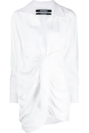 Jacquemus Kjole, Dame, Hvid, XS, Hvid Asymmetrisk Kjole med Knudedetaljer