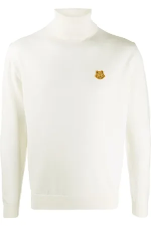 Kenzo Strik, Herre, Hvid, M, Uld, Clic High Neck Turtleneck