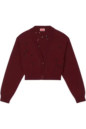 Kenzo Strik, Dame, Rød, S, Bomuld, Constellation Cardigan