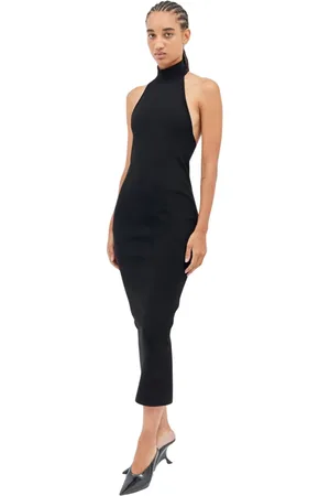 Khaite Kjole, Dame, Sort, M, Polyester, Suzanne Midi Kjole