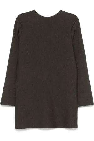 Khaite Kjole, Dame, Brun, S, Uld, Cedar Mini Kjole med Lange Ærmer