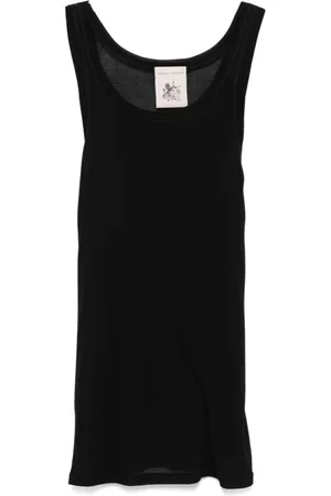 SEMICOUTURE Top, Dame, Sort, XS, Sort Ærmeløs Top med Scoop Neck