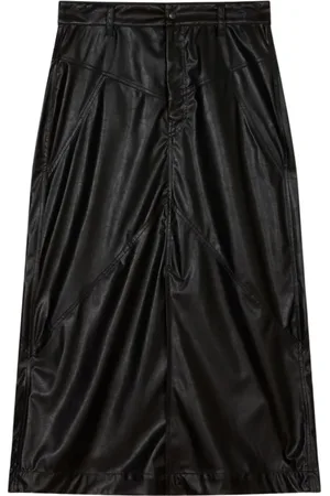 Isabel Marant Nederdel, Dame, Sort, XS, Læder, Breanne Midi Nederdel