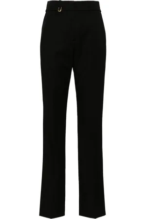Jacquemus Bukser, Dame, Sort, XS, Uld, Sort skræddersyede bukser med slidser ved anklerne