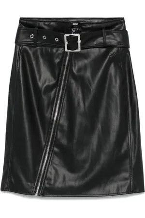 Karl Lagerfeld Nederdel, Dame, Sort, M, Polyester, High Waist Biker Pencil Skirt