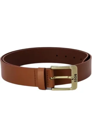 HUGO BOSS Tilbehør, Herre, Brun, 80 CM, Læder, Brun Læder Bælte med Spænde