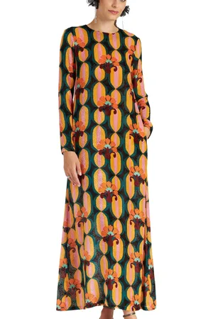 La DoubleJ Kjole, Dame, Flerfarvet, 2XS, Silk Velvet Devoré Swing Kjole
