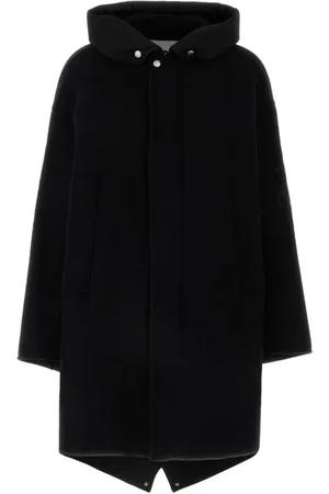 Jil Sander Frakke, Dame, Sort, XS, Uld, Stilfuld sort uldparkacoat