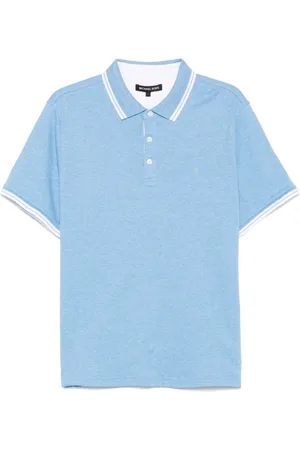 Michael Kors Top, Herre, Blå, L, Klar Blå Polo Shirt Ribbed Manchetter