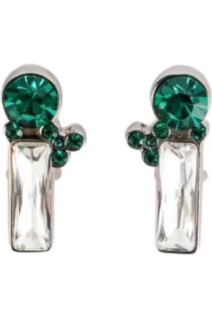 Jil Sander Tilbehør, Dame, Grøn, ONE SIZE, Crystal Brass Stud Øreringe