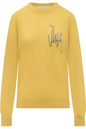 J.W.Anderson Strik, Dame, Gul, M, Uld, Sofistikeret sweater med rund hals