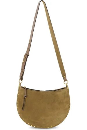 Isabel Marant Taske, Dame, Grøn, ONE SIZE, Uld, Halvmåne Håndtaske med Nitter