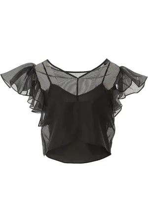 Karl Lagerfeld Bluser & Skjorter, Dame, Sort, XS, Nylon, Met Gala Ruffle Top