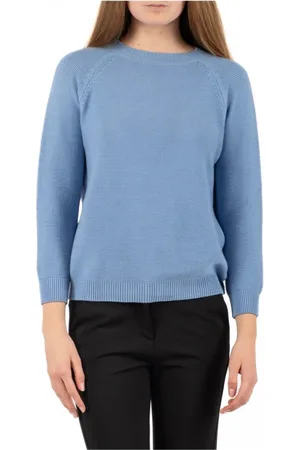 Max Mara Strik, Dame, Blå, XS, Bomuld, Casual T-shirt til en