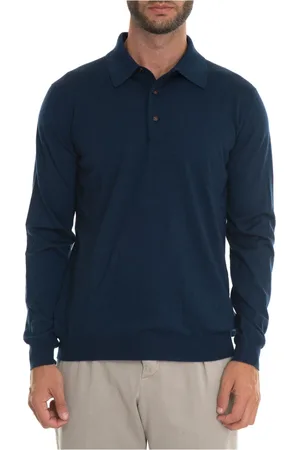 Kiton Top, Herre, Blå, L, Cashmere, Langærmet poloshirt