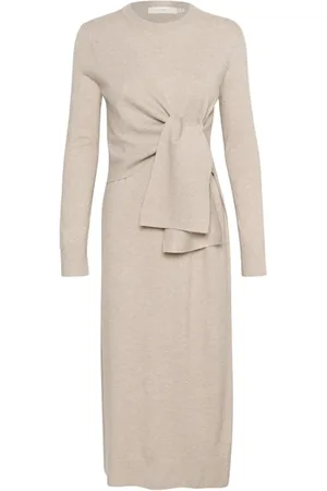 INWEAR Kjole, Dame, , S, Uld, Lang Kjole med Bindebånd foran