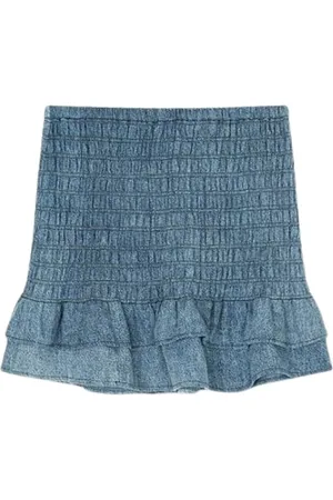 Isabel Marant Nederdel, Dame, Blå, XS, Bomuld, Blå bomuldsflæse kort nederdel