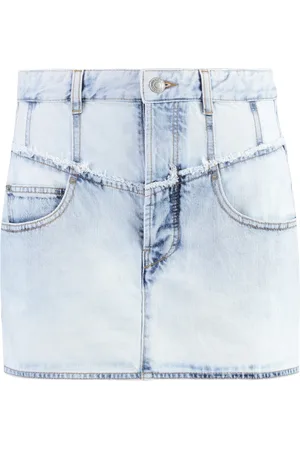 Isabel Marant Nederdel, Dame, Blå, 2XS, Denim, Denim Mini Nederdel med Logo Label Bagpå