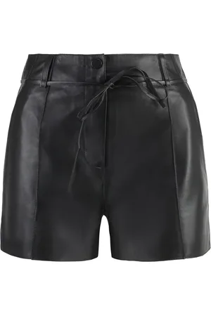 YVES SALOMON Shorts, Dame, Sort, XS, Læder, Chic Lædershorts med Bælte