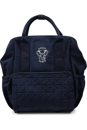 Kenzo Home, unisex, Blå, ONE SIZE, Uld, Blå pusletaske i kanvas med elefant