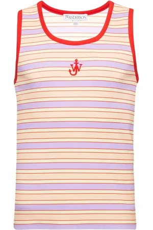 J.W.Anderson Top, Herre, Lyserød, S, Bomuld, Stribet Tanktop