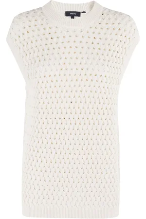 THEORY Strik, Dame, Hvid, XS, Bomuld, Strikærme Top Farve