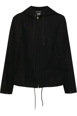 Y-3 Sweathshirts & Hoodies, Herre, Sort, L, Polyester, Sort Flannel Zip Hoodie med Logo Print
