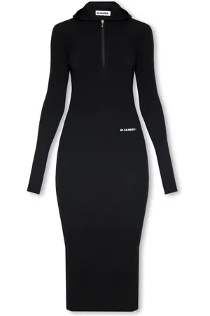 Jil Sander Kjole, Dame, Sort, S, Uld, Hoodiekjole