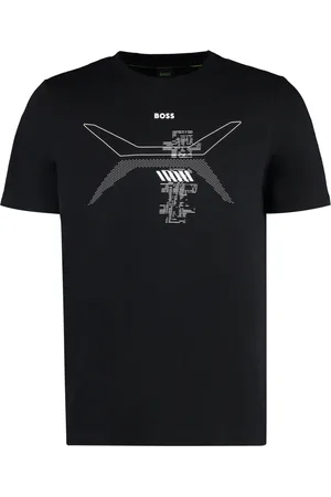 HUGO BOSS Top, Herre, Blå, XS, Bomuld, Ribbet bomulds T-shirt
