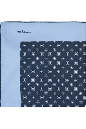 Kiton Tilbehør, Herre, Blå, ONE SIZE, Blåt Geometrisk Blomstret Lommetørklæde