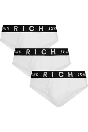 John Richmond Undertøj, Herre, Hvid, XL, Bomuld, Tripack Low-Rise Bomulds Rib Trusser