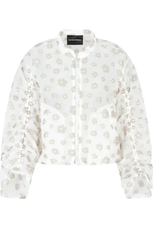 Emporio Armani Bluser & Skjorter, Dame, Flerfarvet, L, Uld, Sommerbluse med præget blomstermotiv