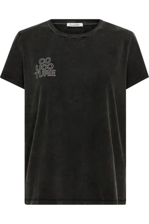 Co`Couture Top, Dame, Grå, L, Bomuld, Syrekontur Tee i Mørkegrå