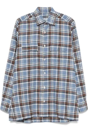 Kiton Skjorte, Herre, Blå, 3XL, Bomuld, Lyseblå Flanellskjorte med Lommer