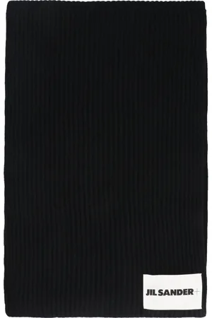 Jil Sander Tilbehør, Herre, Sort, ONE SIZE, Uld, Ribstrikket Uldtørklæde
