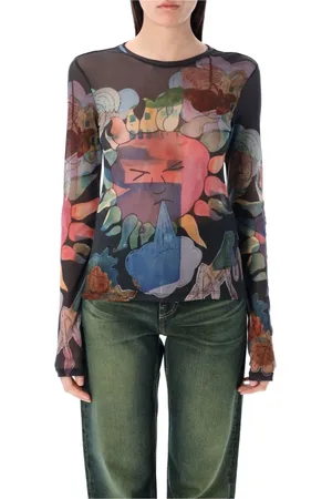 OUR LEGACY Top, Dame, Flerfarvet, L, Solar Print Mesh Langærmet Topbeklædning